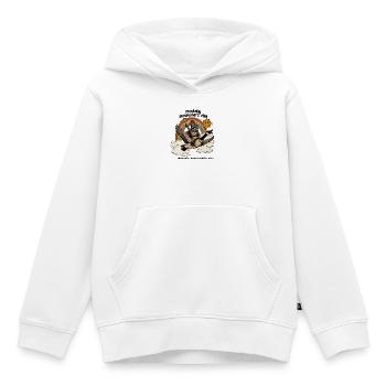 Waschbär Ritter auf Regenbogen Gans - Kinder Premium Organic Hoodie - Weiß - Vorne - AI Model Kid Female (0cm)