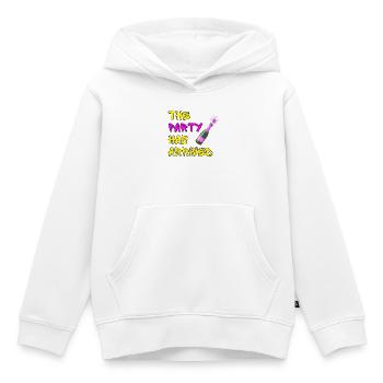 THE PARTY HAS ARRIVED, KANN LOS GEHEN MAUS - Kinder Premium Organic Hoodie - Weiß - Vorne - AI Model Kid Female (0cm)