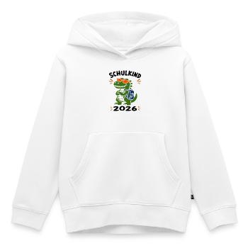 Dinosaure de l’inscription à l’école de t-shirt 2026 Dino Schoolchild - Sweat Premium à capuche enfant bio - blanc - Devant - AI Model Kid Female (0cm)