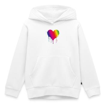 Rainbow Drip Heart - Kids Premium Organic Hoodie - white - Front - AI Model Kid Female (0cm)