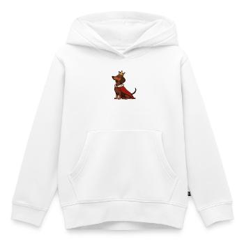 Stolzer Dackel mit Krone – Royal Dog - Kinder Premium Organic Hoodie - Weiß - Vorne - AI Model Kid Female (0cm)