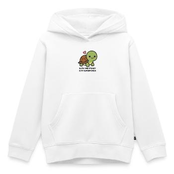 Langsam und stetig ist meine Superkraft, süße Kawaii-Turtl - Kinder Premium Organic Hoodie - Weiß - Vorne - AI Model Kid Female (0cm)