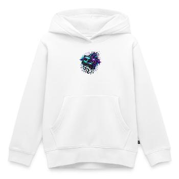 Neon Cassette Glitch Art - Kids Premium Organic Hoodie - white - Front - AI Model Kid Female (0cm)