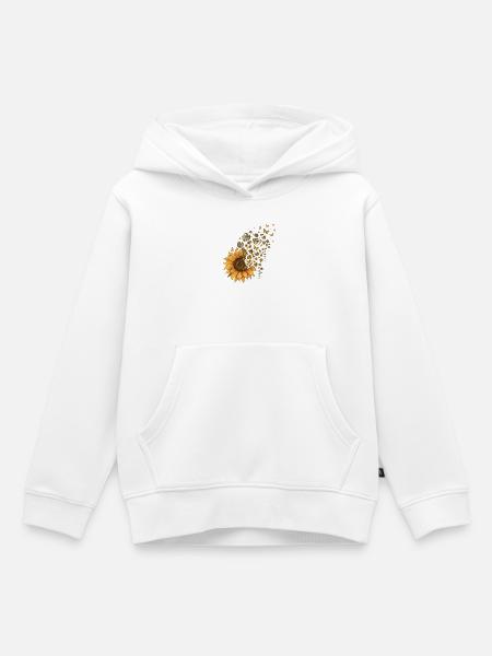 Sonnenblume mit Schmetterlingen - Kinder Premium Organic Hoodie - Weiß