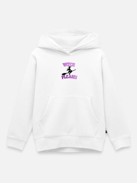 Hexen-Bitte-Besen-Silhouette - Kinder Premium Organic Hoodie - Weiß