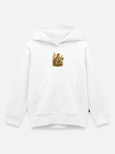 Rebhuhn im Feld - Kinder Premium Organic Hoodie - Weiß