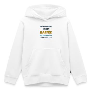 Pflege Nachtschicht Kaffee und durchhalten - Kinder Premium Organic Hoodie - Weiß - Vorne - AI Model Kid Female (0cm)