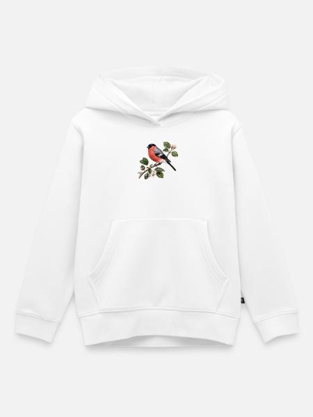 Buschfink-Pfingstrone und Apfelzweig - Kinder Premium Organic Hoodie - Weiß