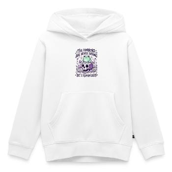 Die Schrecken enden nie, doch ich bleibe albern - Kinder Premium Organic Hoodie - Weiß - Vorne - AI Model Kid Female (0cm)
