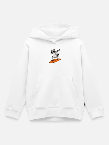 Waschbär Surf-Charme - Kinder Premium Organic Hoodie - Weiß
