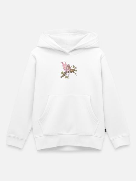 Waldfee und Rehkitz auf Ast - Kinder Premium Organic Hoodie - Weiß