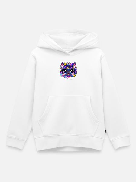 Sternenpastell-Galaktische Katze - Kinder Premium Organic Hoodie - Weiß