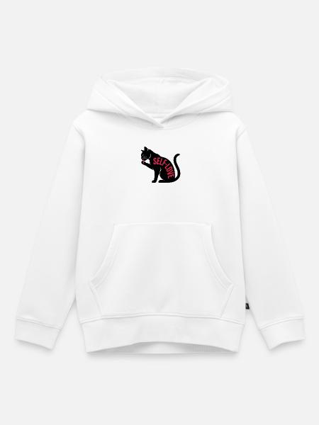 Selbstliebe Schwarze Katze - Kinder Premium Organic Hoodie - Weiß