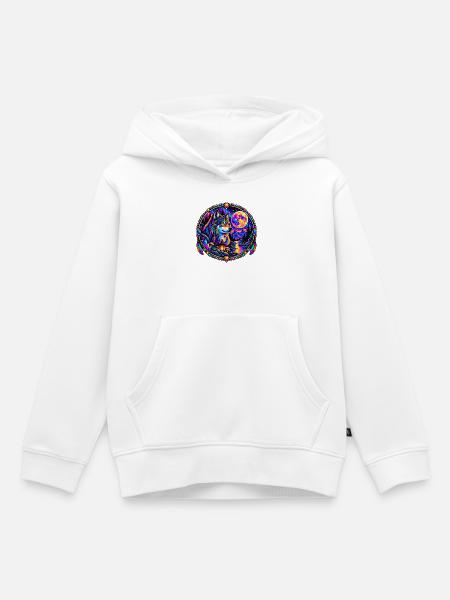 Kosmischer Wolf im Mondlicht - Kinder Premium Organic Hoodie - Weiß