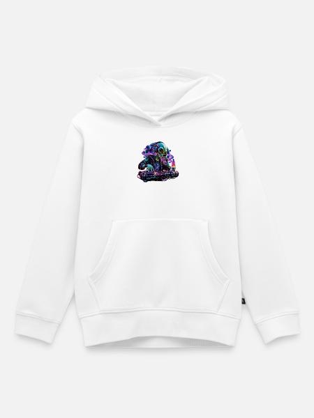 Kosmischer Alien DJ - Kinder Premium Organic Hoodie - Weiß