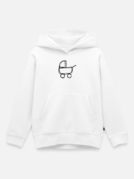 Kinderwagen handgezeichnet - Kinder Premium Organic Hoodie - Weiß