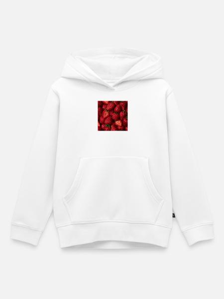 Frische rote Erdbeeren - Kinder Premium Organic Hoodie - Weiß