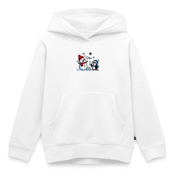 Winter Schneeballschlacht – Pixel Art - Kinder Premium Organic Hoodie - Weiß - Vorne - AI Model Kid Female (0cm)