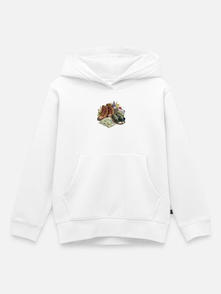 Wanderpfad Boots und Flora - Kinder Premium Organic Hoodie - Weiß