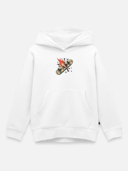 Skate Skateboard, kaputtes Müllfeuer - Kinder Premium Organic Hoodie - Weiß