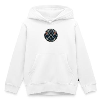 Wander Far, Return Strong — Kreissiegel - Kinder Premium Organic Hoodie - Weiß - Vorne - AI Model Kid Female (0cm)