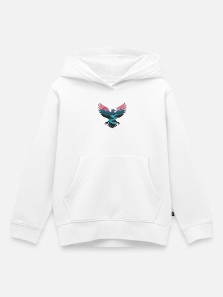 Adler über Neonlandschaft - Kinder Premium Organic Hoodie - Weiß