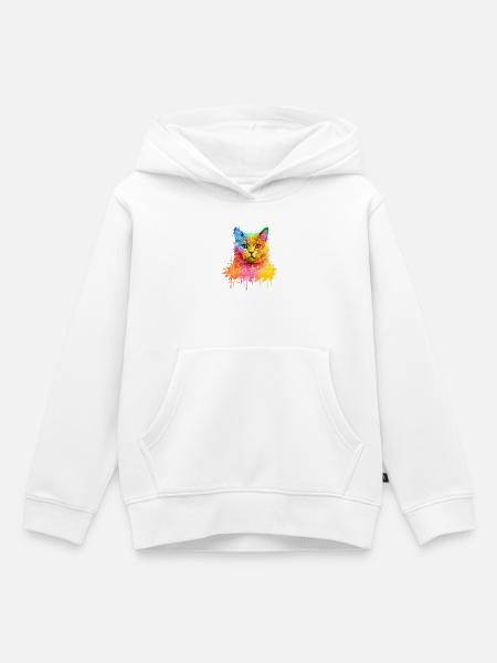 Britisch Kurzhaar Regenbogen Aquarell Illustration - Kinder Premium Organic Hoodie - Weiß