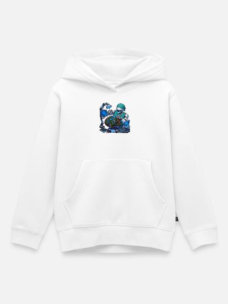 KI-Robotergehirn in Aktion - Kinder Premium Organic Hoodie - Weiß
