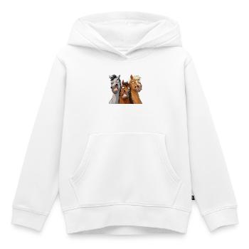 Drei Cartoon-Streichpferde - Kinder Premium Organic Hoodie - Weiß - Vorne - AI Model Kid Female (0cm)