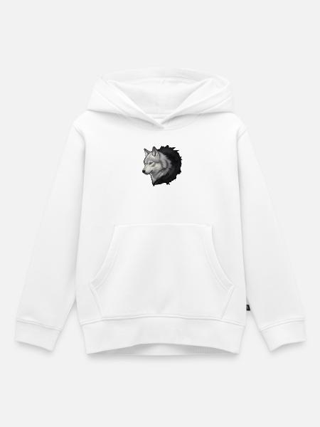 Weisser Wolf Kopf Tinten-Splash - Kinder Premium Organic Hoodie - Weiß