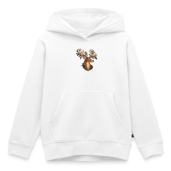 Hirsche mit Geweih, die mit Magnolien blühen - Kinder Premium Organic Hoodie - Weiß - Vorne - AI Model Kid Female (0cm)