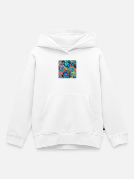 Regenbogen-Neonfisch - Kinder Premium Organic Hoodie - Weiß