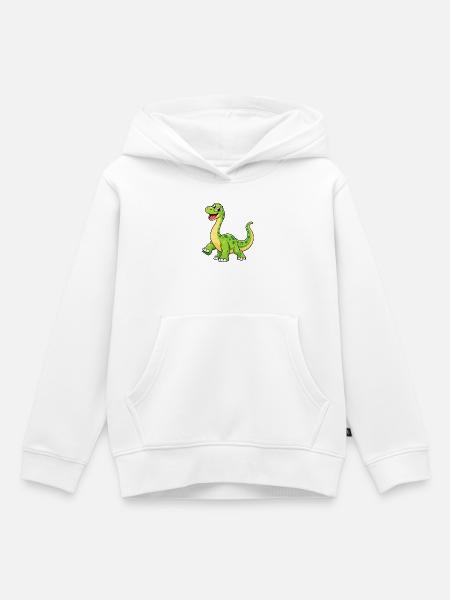 Fröhlicher Grüner Dino Cartoon - Kinder Premium Organic Hoodie - Weiß