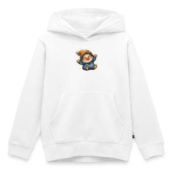 Winterwichtel Lächelnd in Blau - Kinder Premium Organic Hoodie - Weiß - Vorne - AI Model Kid Female (0cm)