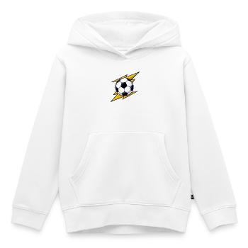 Fußball mit gelben Blitzen - Kinder Premium Organic Hoodie - Weiß - Vorne - AI Model Kid Female (0cm)
