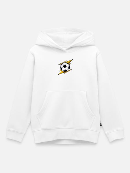 Fußball mit gelben Blitzen - Kinder Premium Organic Hoodie - Weiß