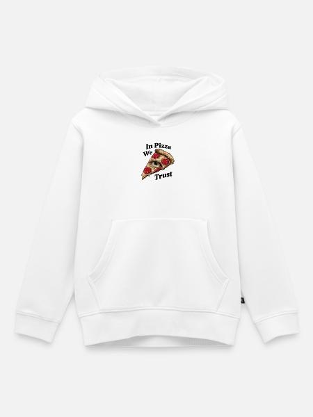In Pizza We Trust - Kinder Premium Organic Hoodie - Weiß