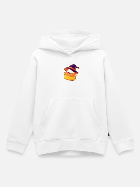 Kuscheliger Candy-Kürbis mit Hexenhut - Kinder Premium Organic Hoodie - Weiß