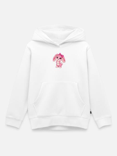 Kawaii-Pinkkiefer mit großem Bogen - Kinder Premium Organic Hoodie - Weiß