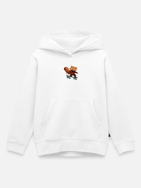 Skateboardender Red Panda - Kinder Premium Organic Hoodie - Weiß