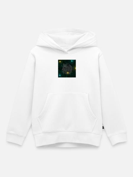 Wolfsstern im Sternenraum - Kinder Premium Organic Hoodie - Weiß