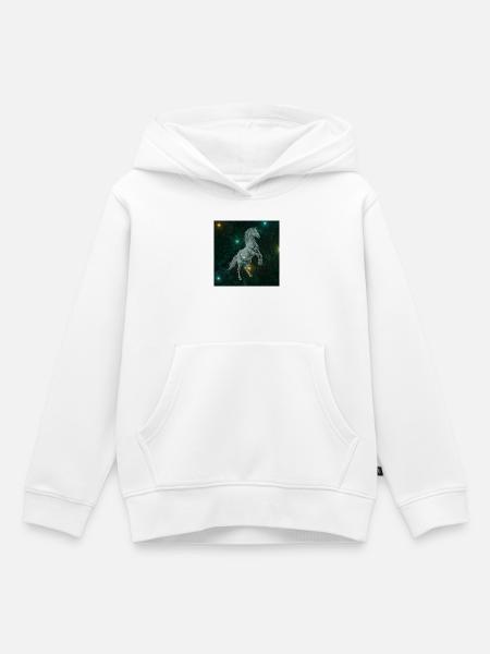 Sternenpferd im All - Kinder Premium Organic Hoodie - Weiß
