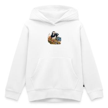 Papageitaucher mit Analogkamera - Kinder Premium Organic Hoodie - Weiß - Vorne - AI Model Kid Female (0cm)
