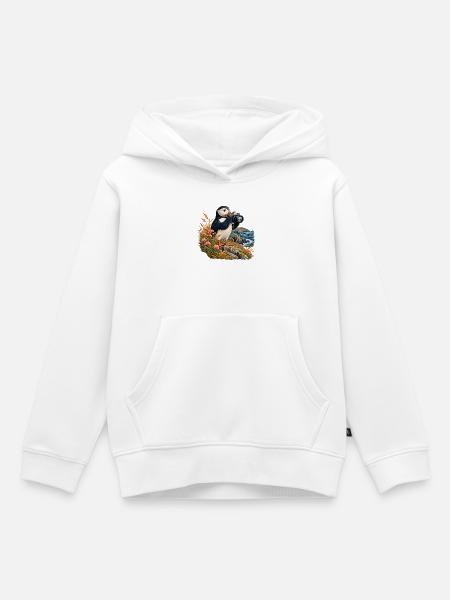 Papageitaucher mit Analogkamera - Kinder Premium Organic Hoodie - Weiß