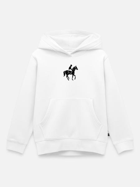 Rennpferdejockey - Kinder Premium Organic Hoodie - Weiß