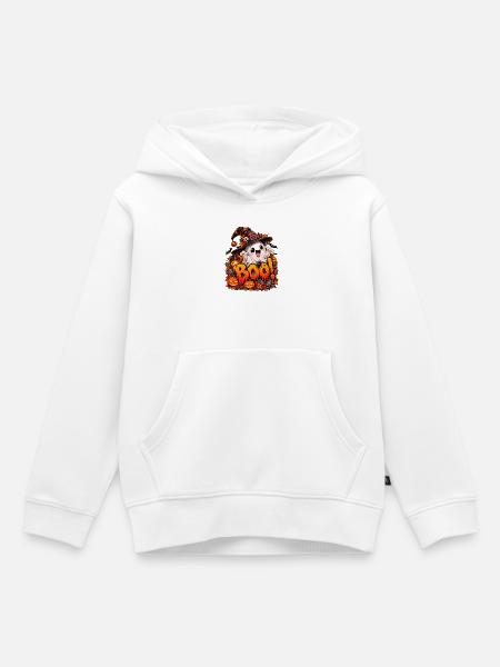 Boo Halloween Geist mit Kürbissen - Kinder Premium Organic Hoodie - Weiß