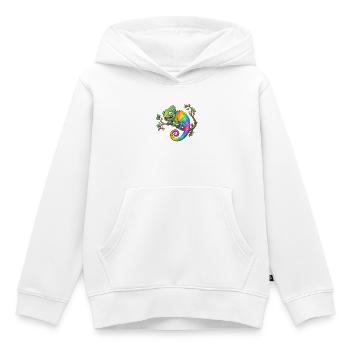 Regenbogen-Chamäleon auf Ast - Kinder Premium Organic Hoodie - Weiß - Vorne - AI Model Kid Female (0cm)