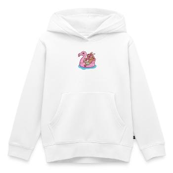 Ziege entspannt sich im Flamingo-Pool-Floatsommer - Kinder Premium Organic Hoodie - Weiß - Vorne - AI Model Kid Female (0cm)