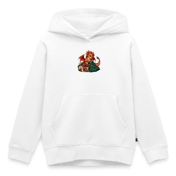 Strickender Drache mit Wolle - Kinder Premium Organic Hoodie - Weiß - Vorne - AI Model Kid Female (0cm)