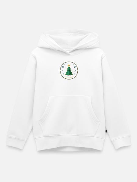 Weihnachtsbaum mit Sternenkranz - Kinder Premium Organic Hoodie - Weiß